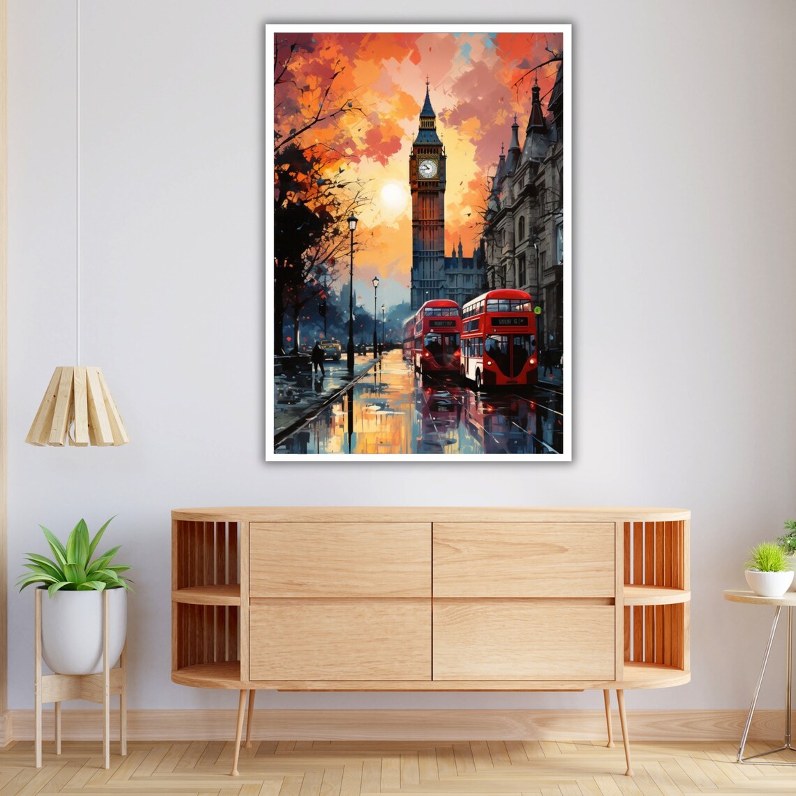 London Big Ben At Sunset With Red Double Decker Buses City Art Poster - Image 4