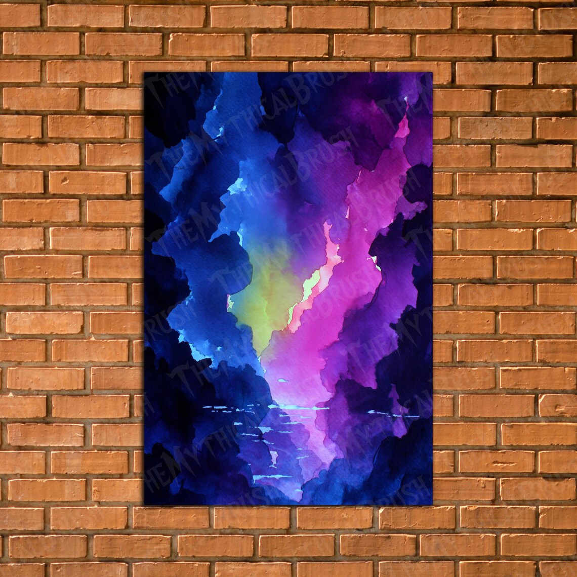 Full Color Modern Abstract Poster Print Watercolor Above Bed Wall Art Unique Large Physical