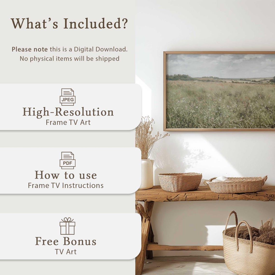 Pastoral Landscape Frame Tv Art Spring Meadow Hills Tranquil Nature Art For Tv Green Field Tv Art Country Landscape Farmhouse Tv Art - Image 4