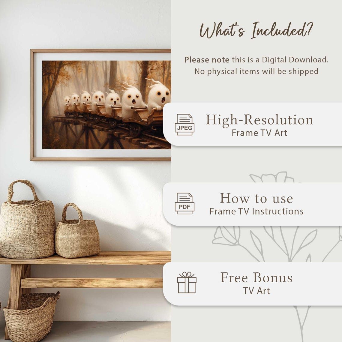 Cute Ghost Frame Tv Art Ghost Fun Fair Art Whimsical Ghosts Earth Tone Fall Art Halloween Tv Art Rustic Halloween Frame Tv - Image 5
