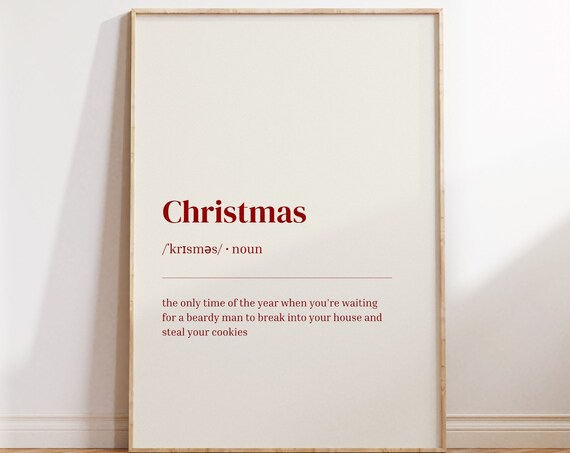 Christmas Definition Wall Art Cute Festive Poster Minimalist Christmas Wall Art Funny Definition Print Xmas Decor Instant