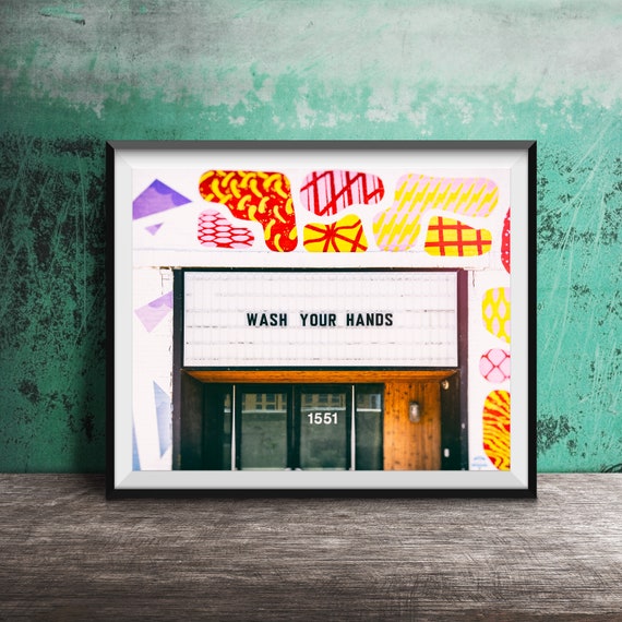 Wash Your Hands Sign, Modern Bathroom Art Print