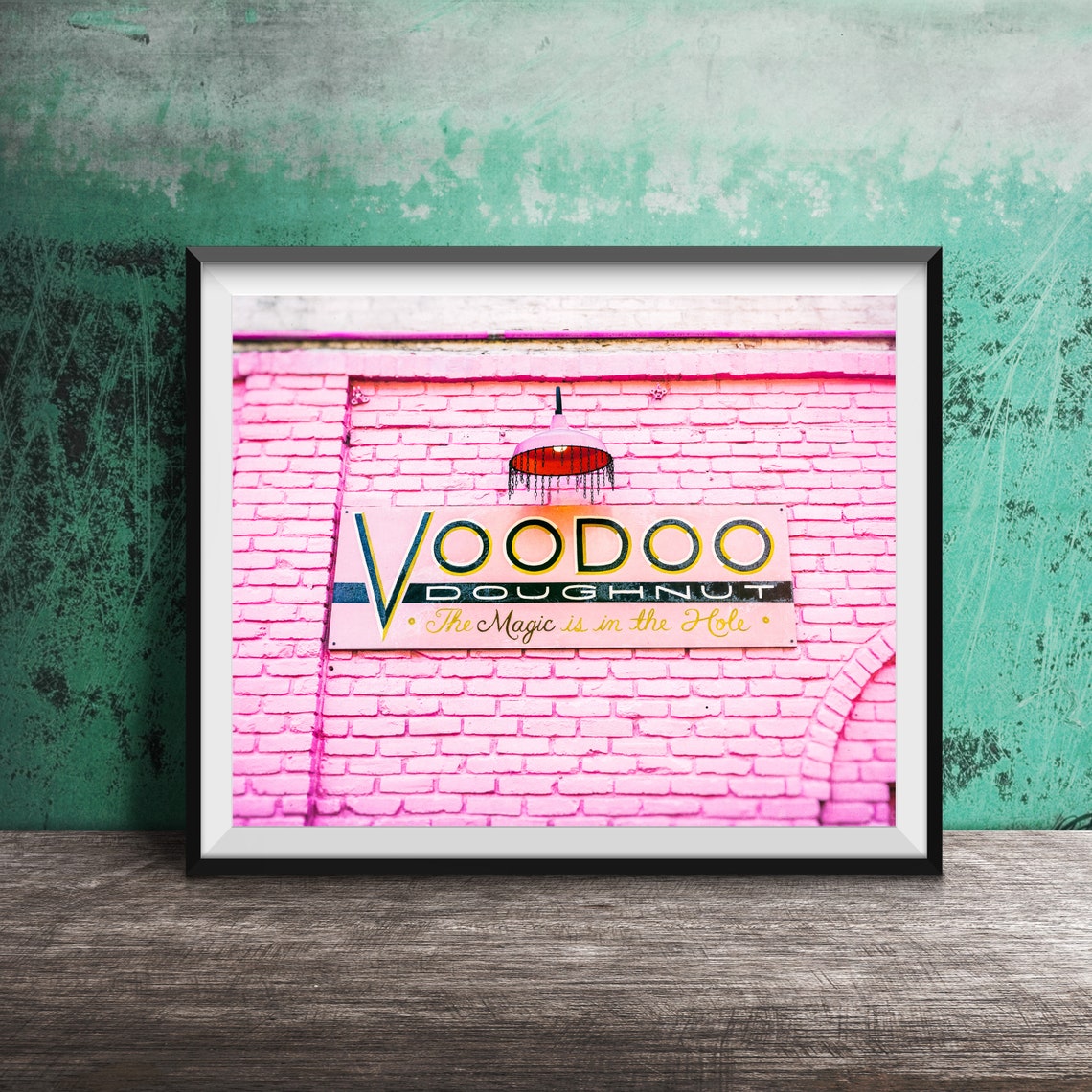 Voodoo Doughnut The Magic Is In The Hole Pink Brick Sign Poster