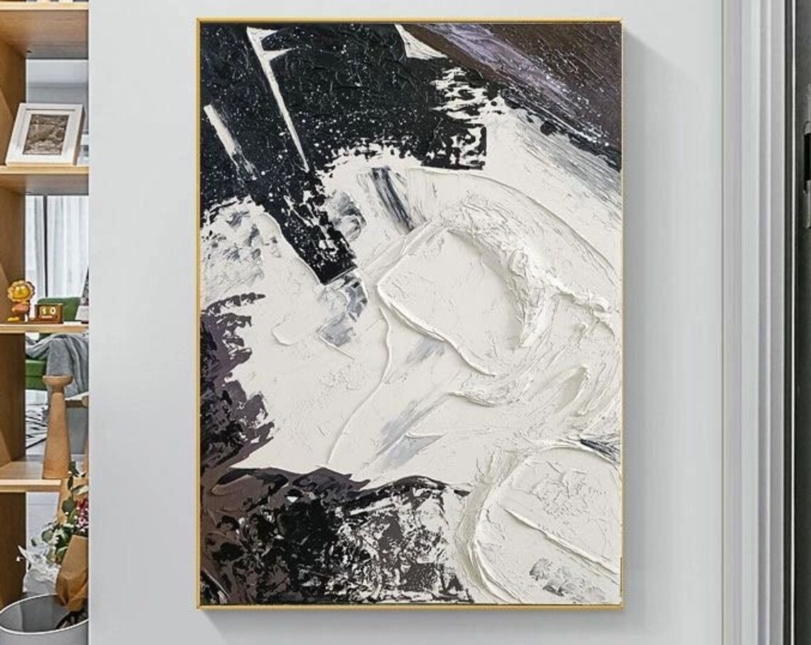 Black And White Abstract Art Black And White Painting Black And White Wall Art Black Textured Wall Art Black And White 3d Textured Wall Art