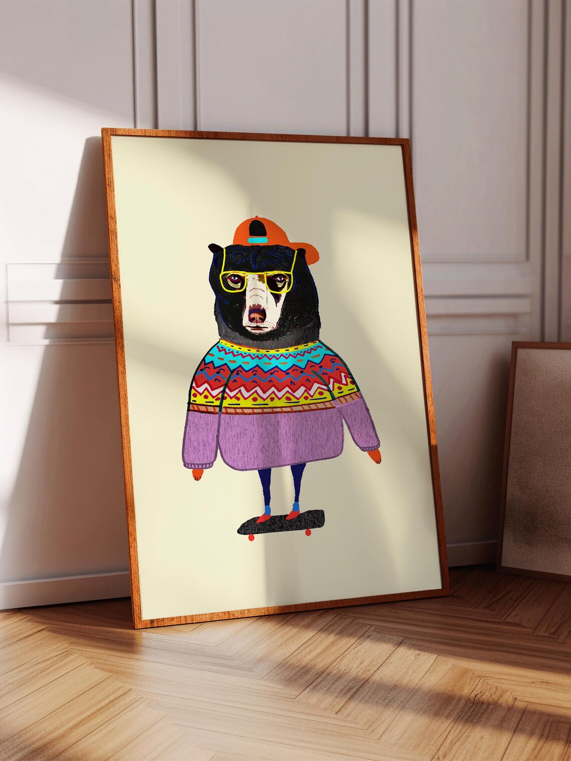Bear Skater Kids Nursery Art Print