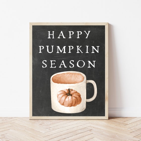 Pumpkin Decor, Minimalist Farmhouse Autumn Art Print