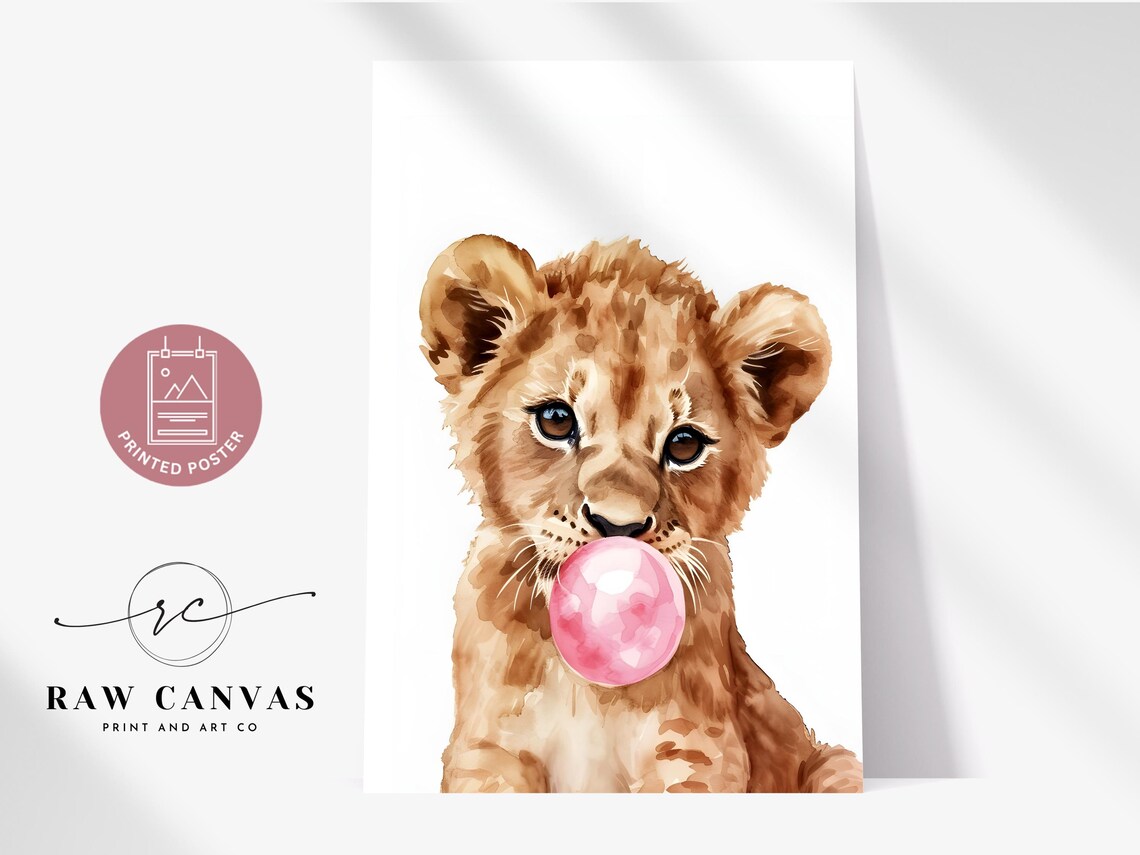 Lion Cub Bubblegum, Cute Safari Nursery Decor