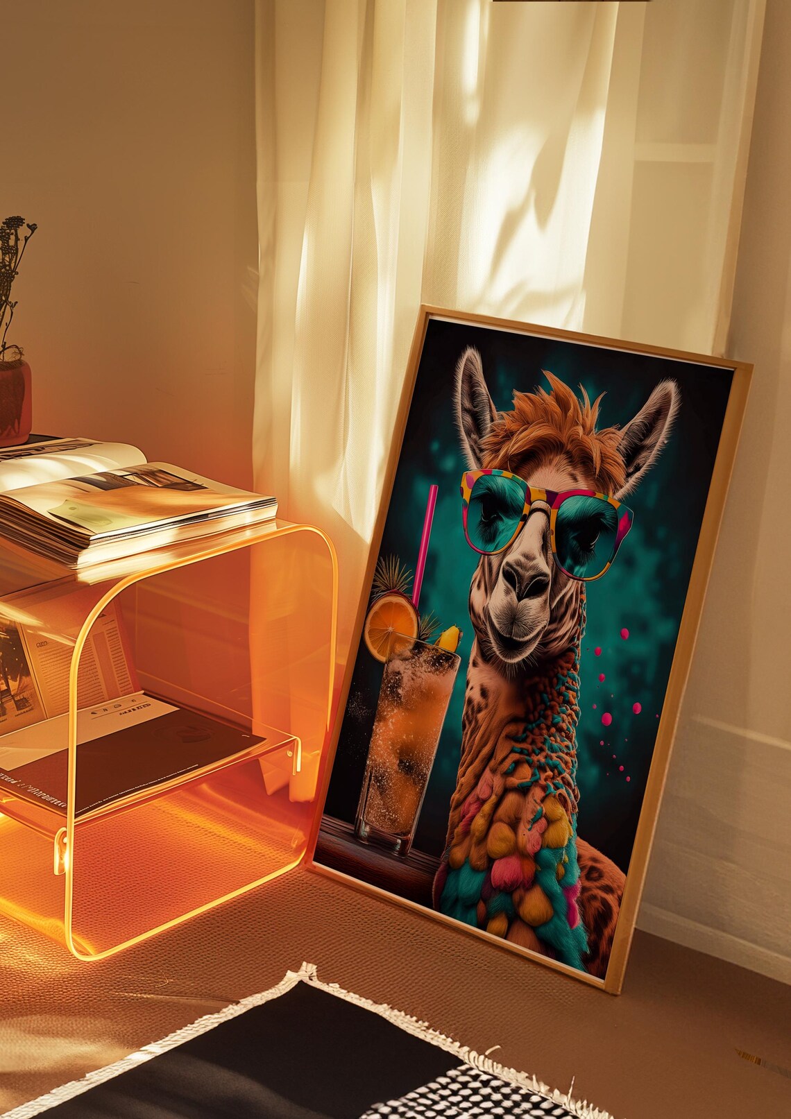 Funky Llama Retro Pop Art Poster, Quirky Neon Animal - Image 6