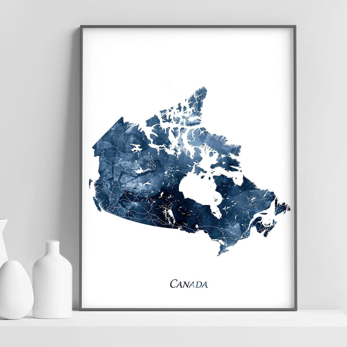 Canada Map Watercolor Poster, Abstract Modern