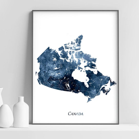 Canada Map Watercolor Poster, Abstract Modern