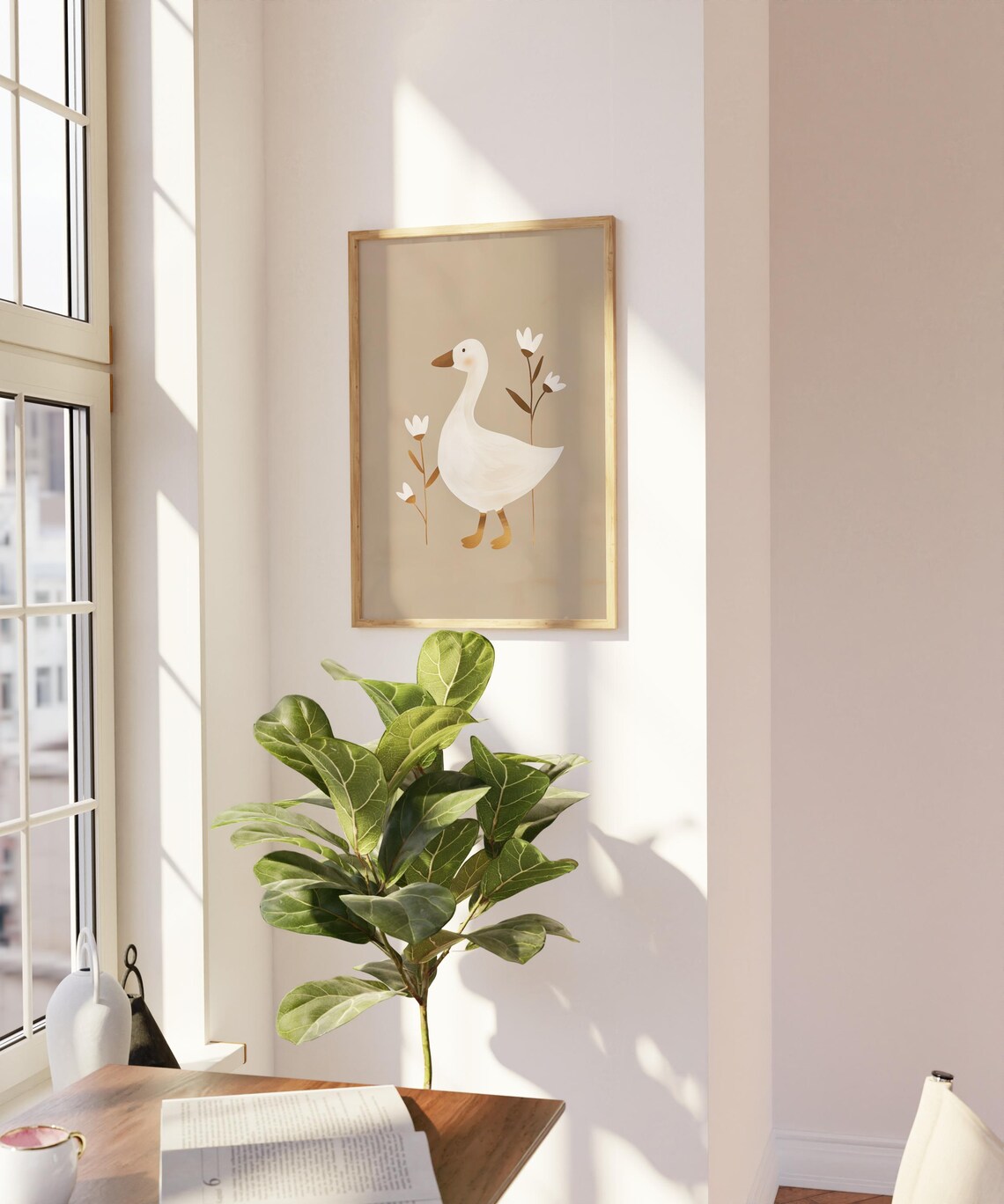 Cute Duck And Daisies, Minimalist Nursery Decor - Image 3