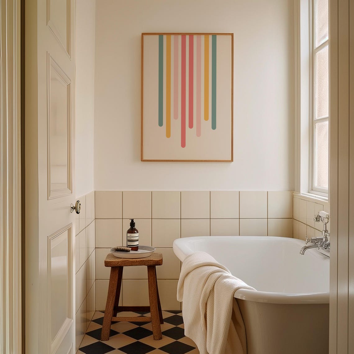 Pastel Stripes Colorful Minimalist Abstract Lines Art Poster