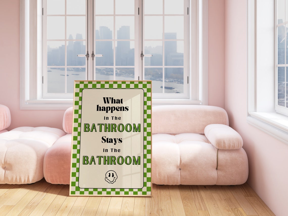 What Happens In The Bathroom Stays In The Bathroom Checkered Poster - Image 2