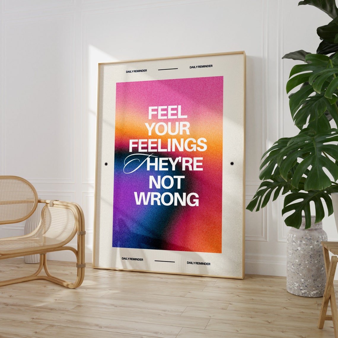 Feel Your Feelings They Are Not Wrong Retro Gradient Quote Poster - Image 3
