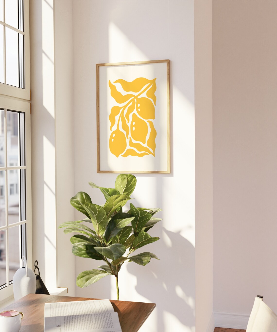 Lemon Branches Minimalist Kitchen Art Print - Image 2