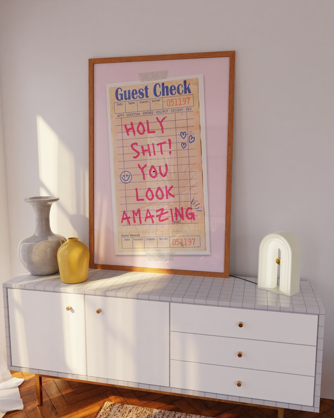 Guest Check Print Holy Sht You Look Amazing Quote Art Positive Saying Preppy Poster Self Love Poster Motivational Quote Wall Art - Image 2