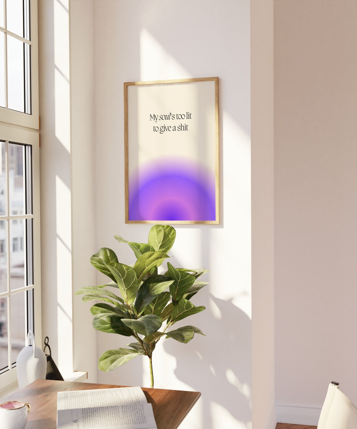 My Souls Too Lit to Give a Shit Funny Purple Aura Quote Print - Image 3