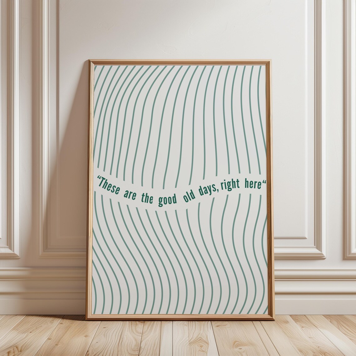 Be Here Now Abstract Quote Print, Wavy Geometry