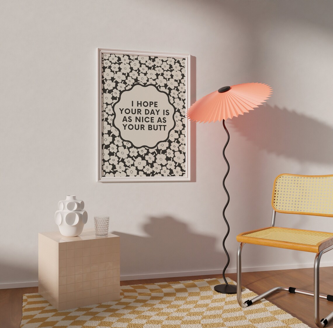 Nice Butt Retro Floral Bathroom Art Print - Image 2