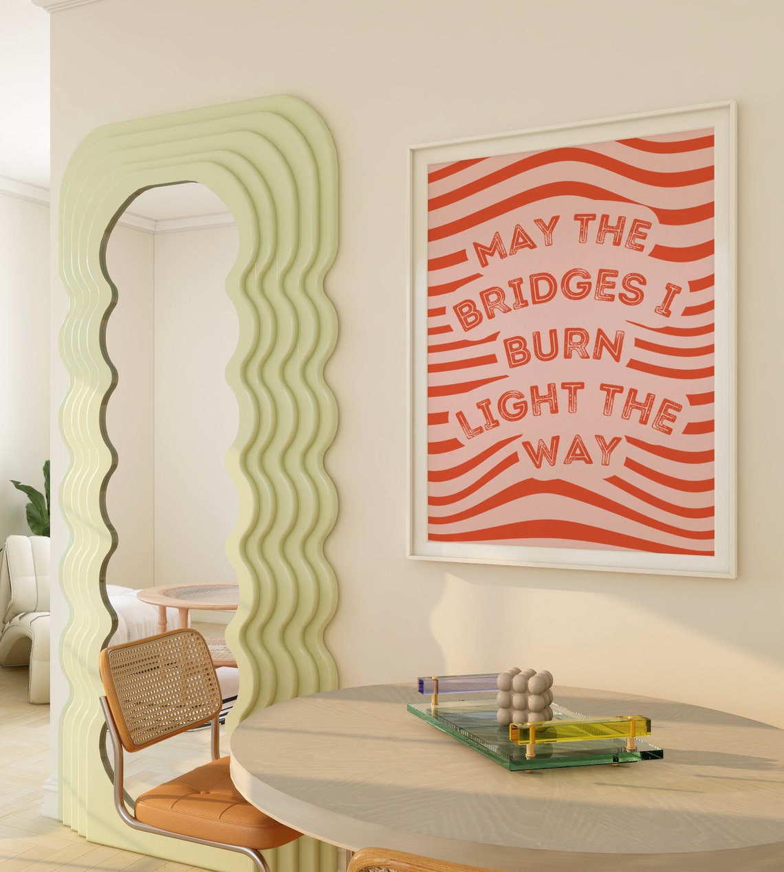 May The Bridges I Burn Light The Way Retro Orange Quote Wall Poster - Image 2