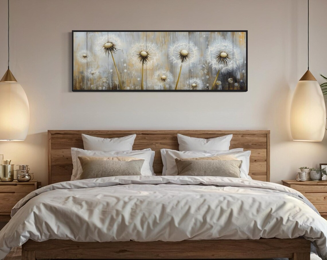 Rustic Dandelion Panoramic Art Print, Countryside Scene