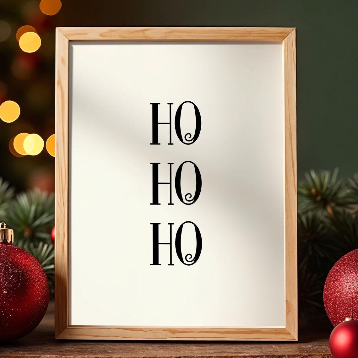 Ho Ho Ho Christmas Holiday Festive Typography Kids Room Poster