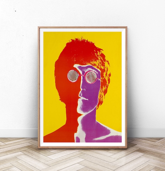 John Lennon Psychedelic Pop Art Portrait Yellow Red Beatles Wall Poster