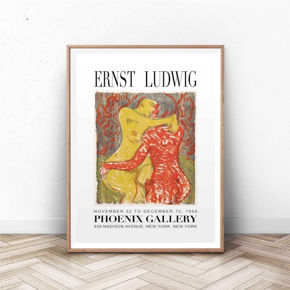 Ernst Ludwig Phoenix Gallery 1966 Expressionist Embrace Art Exhibition Poster