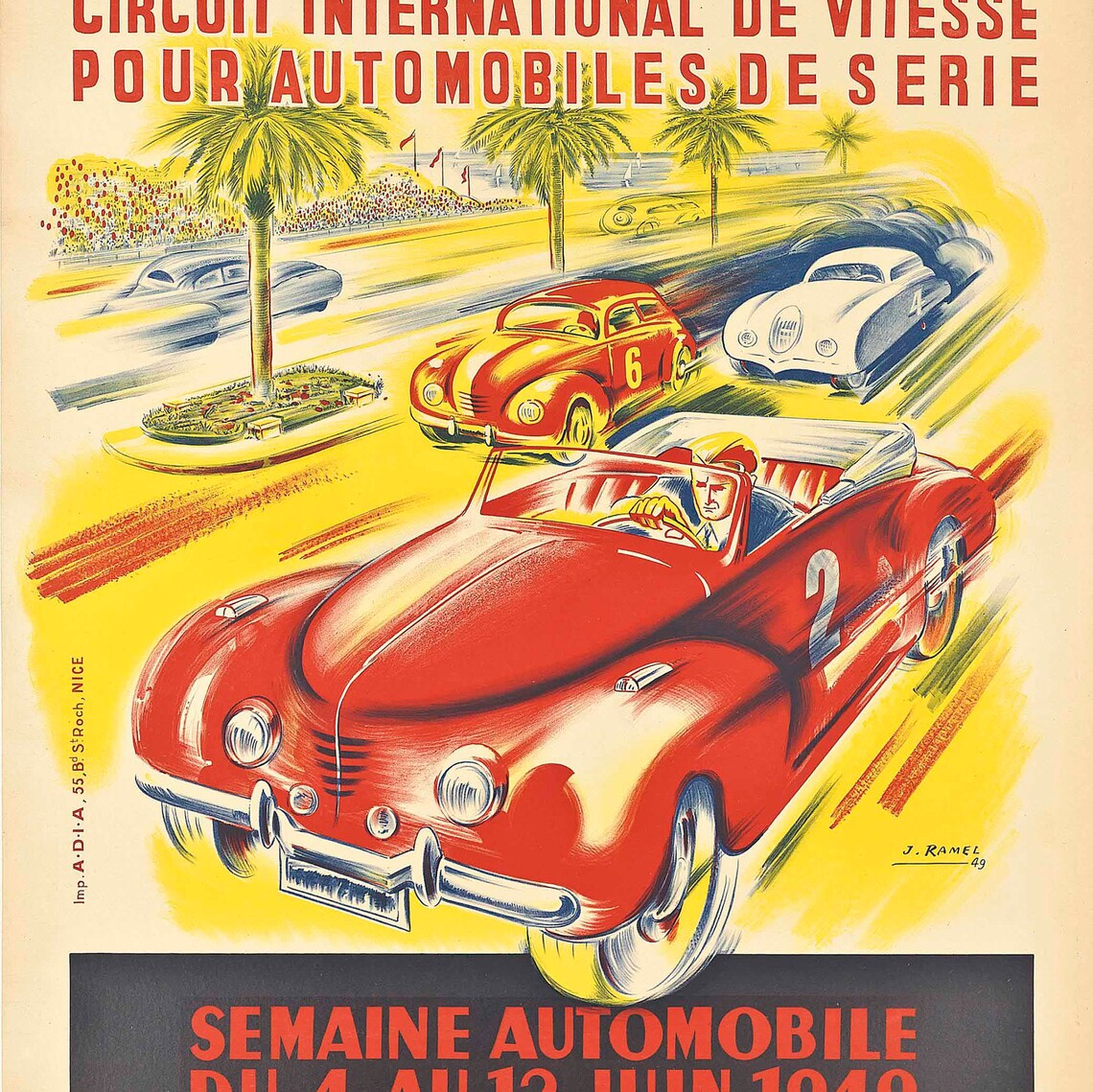 Paris France Vintage Travel Poster, Nice 1949 - Image 2