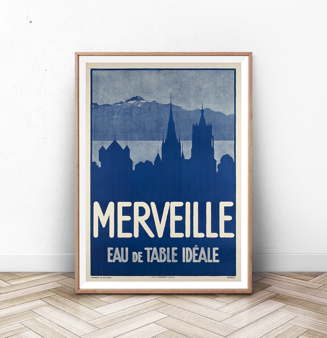Merveille Eau de Table Ideale Blue Cathedral Vintage French Poster