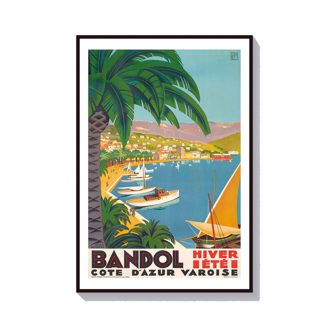 Cote Dazur Poster South Of France Print Southern France Art Paris Wall Art Ocean Poster Beach Print Vintage Travel Poster