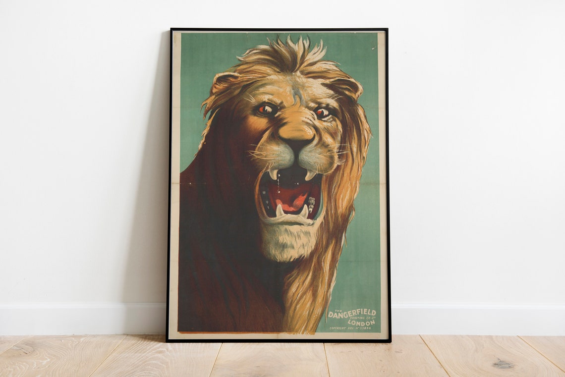 Roaring Lion Dangerfield Printing Co Vintage Circus Style Art Poster - Image 2