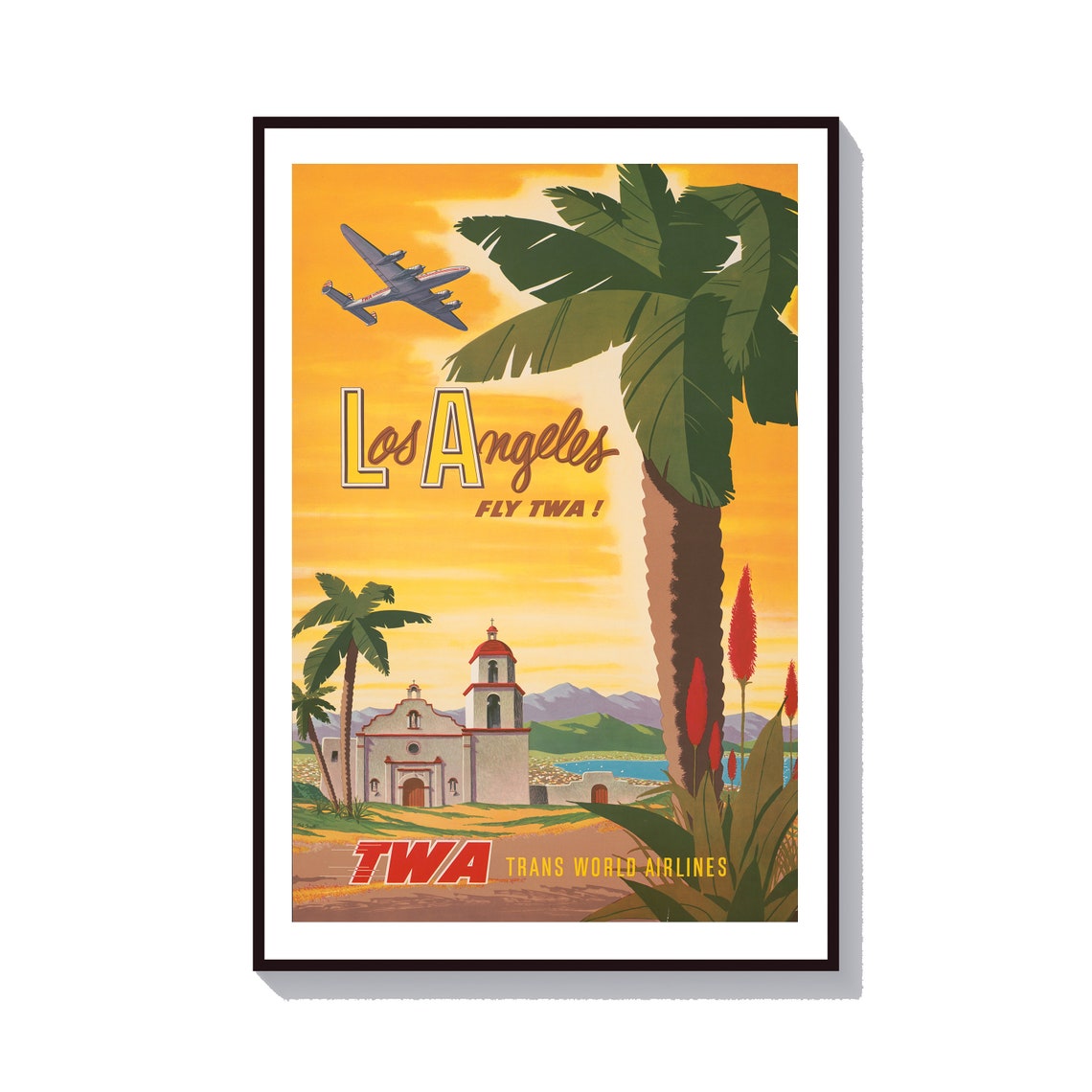 Los Angeles Art Travel Poster Los Angeles Twa Travel Print Los Angeles Print Twa Poster Travel Decor Vintage Los Angeles