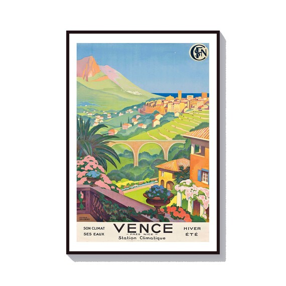 Roger Broders Vence Near Nice French Riviera Vintage Travel Poster