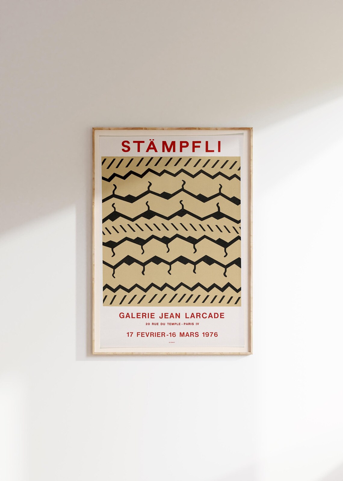Staempfli Galerie Jean Larcade 1976 Geometric Tire Tread Art Exhibition Poster