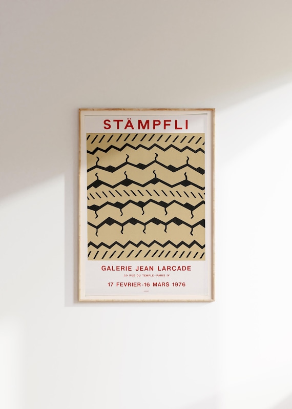 Staempfli Galerie Jean Larcade 1976 Geometric Tire Tread Art Exhibition Poster