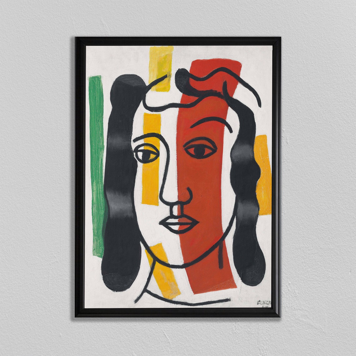 Fernand Leger Cubist Woman Portrait Red Yellow Abstract Face Poster