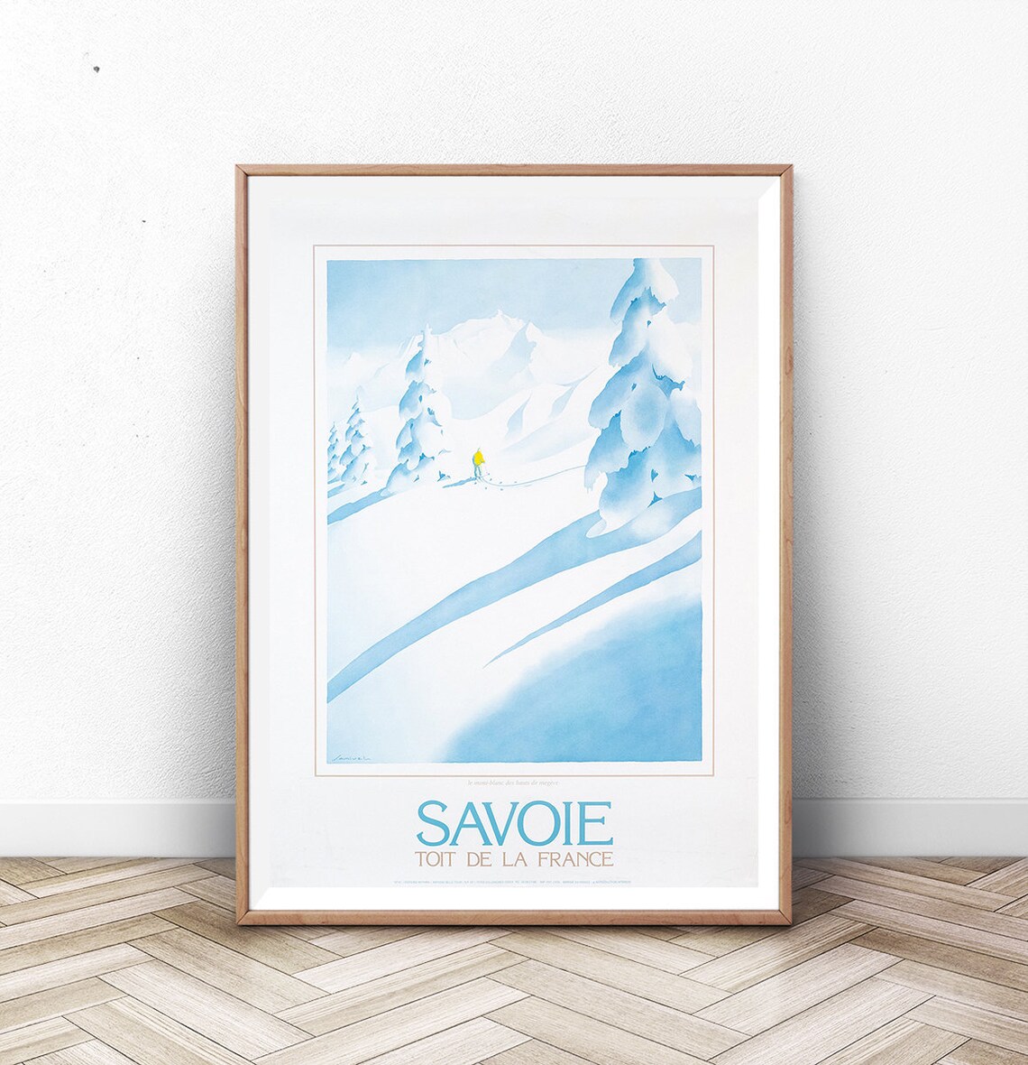 Savoie Toit de la France Lone Skier Snow Pines Winter Poster