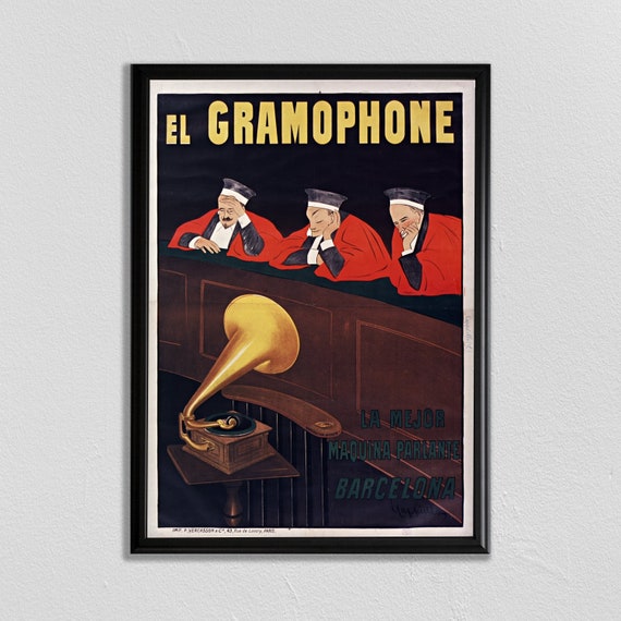 Paris Wall Art Vintage French Poster Leonetto Cappiello El Gramophone Vintage Advertisement Literary Poster Library Poster