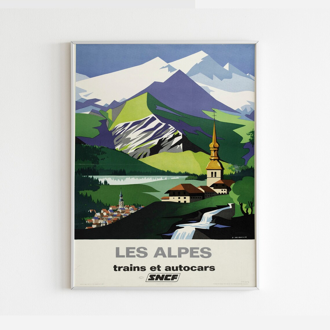 Les Alpes French Alps Vintage Travel Poster