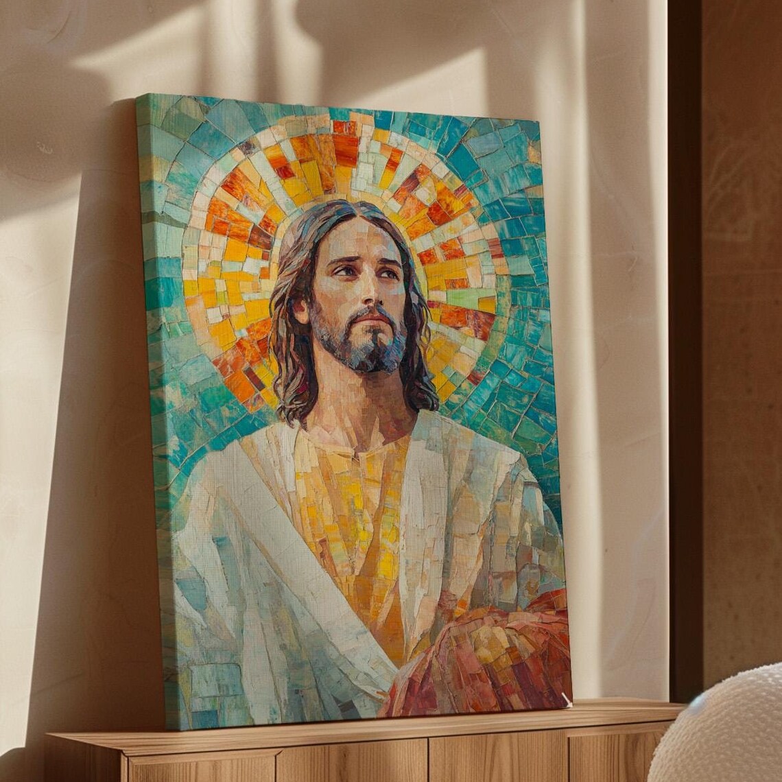 Jesus Mosaic Art, Vibrant Christian Faith Poster