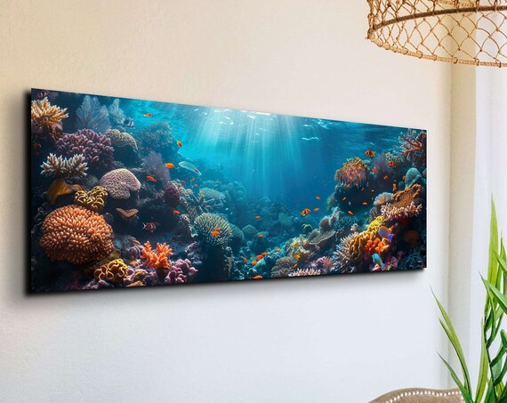 Coral Reefs Wall Art Print Scenery Decor Gallery Wrap Stretched Wall Decor On Ready To Hang Panoramic