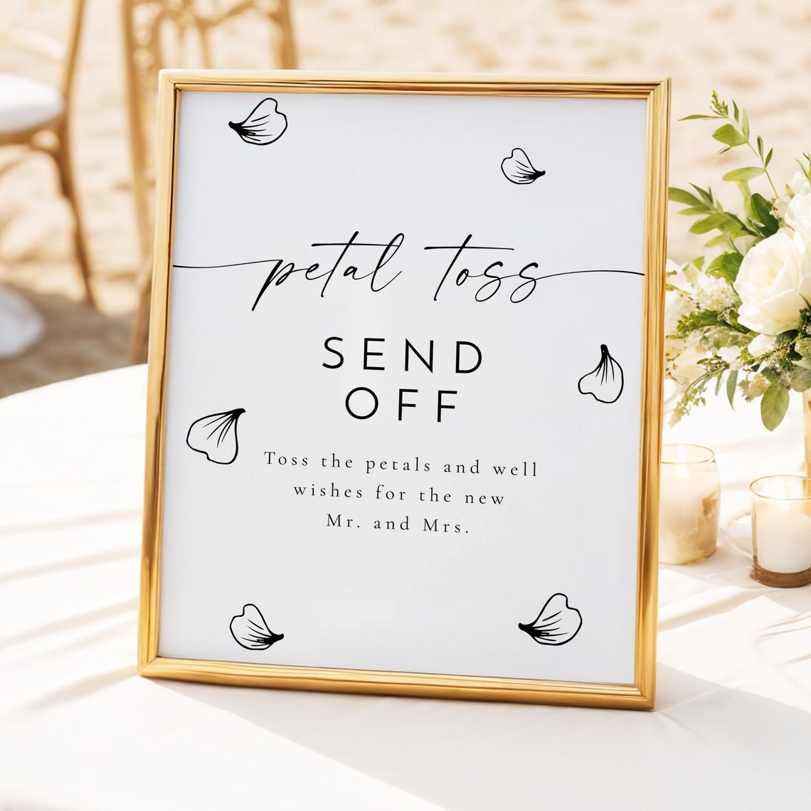 Minimalist Petal Toss Send Off Wedding Sign Printable Poster - Image 2