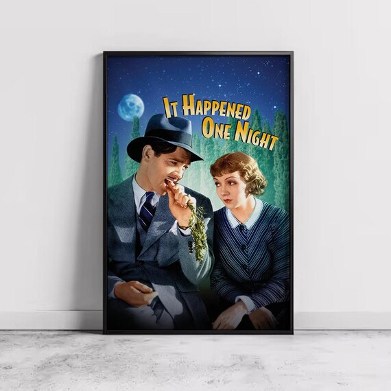 It Happened One Night Clark Gable Moonlit Romantic Comedy Poster