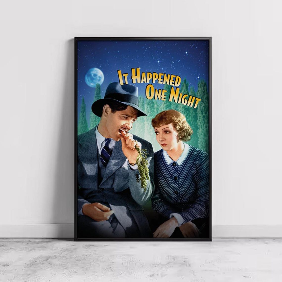It Happened One Night Clark Gable Moonlit Romantic Comedy Poster
