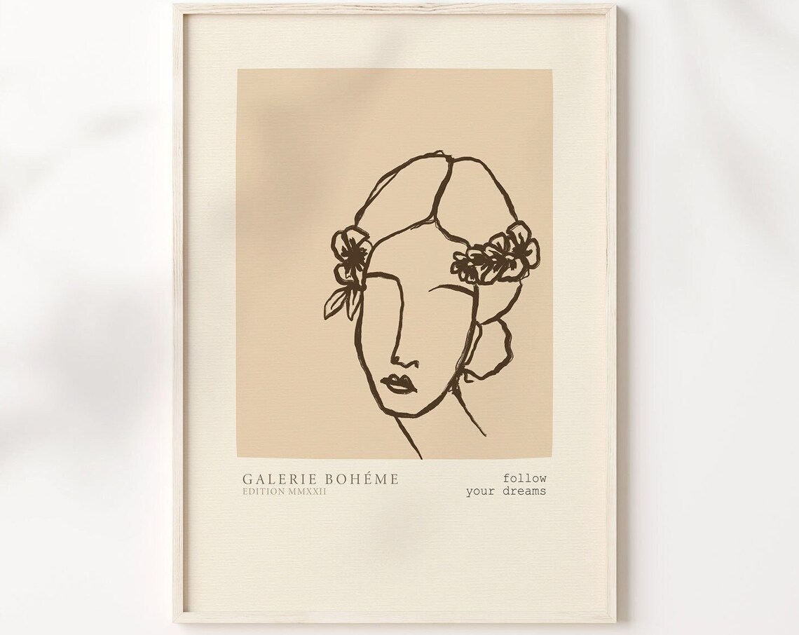 Woman Line Art Print, Matisse-Inspired Dreams