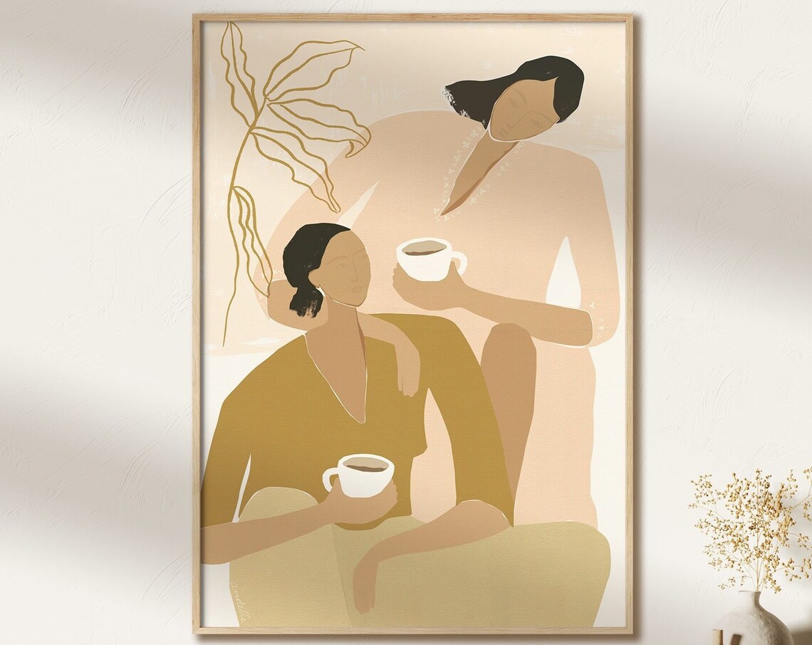 Coffee Lover Art Print, Abstract People Wall Art