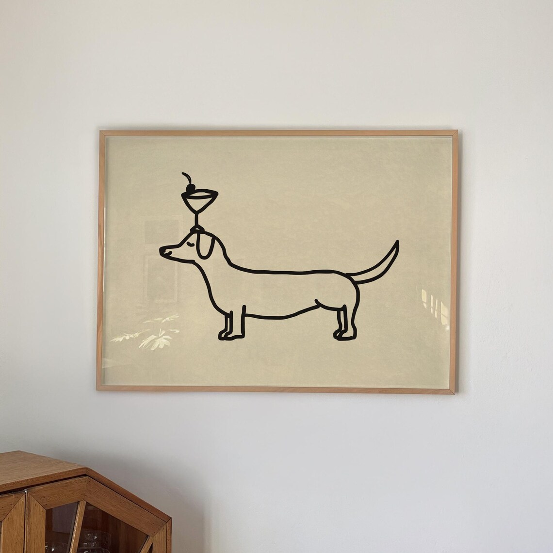 Weiner Dog Cocktail Art Print, Trendy Bar Cart