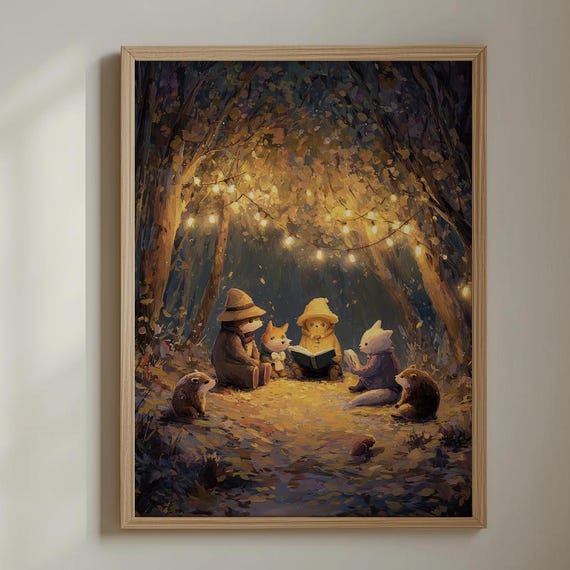 Cozy Scarecrow Storybook Fall Art Print