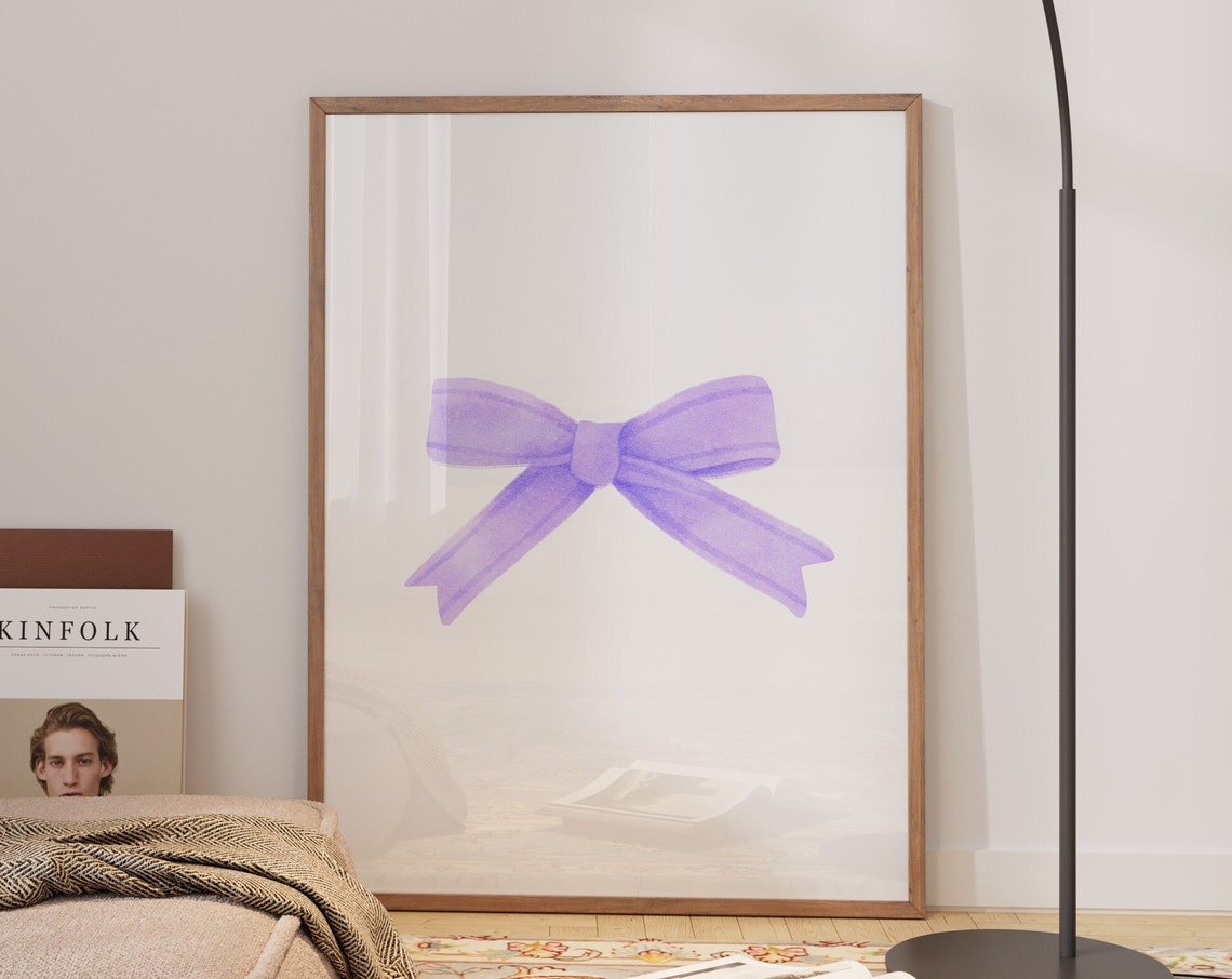 Lavender Watercolor Bow Single Soft Purple Bedroom Decor Wall Art